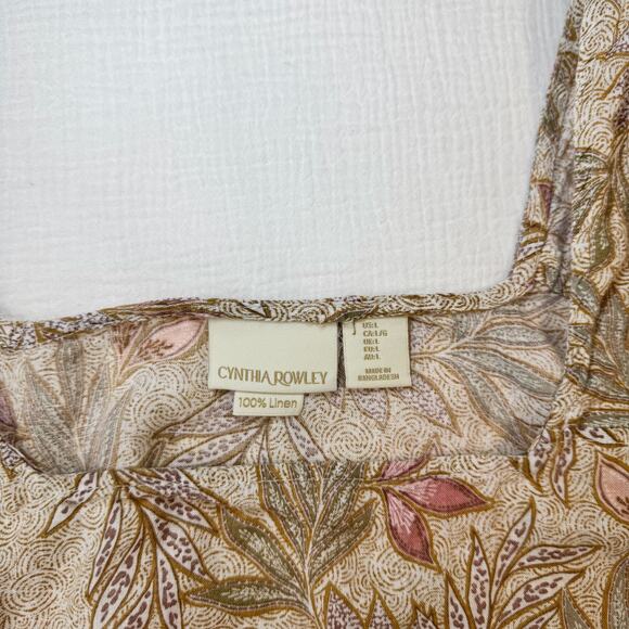 Cynthia Rowley Linen Floral Tank Top Women’s Large Botanical Resort Coastal - Picture 3 of 9
